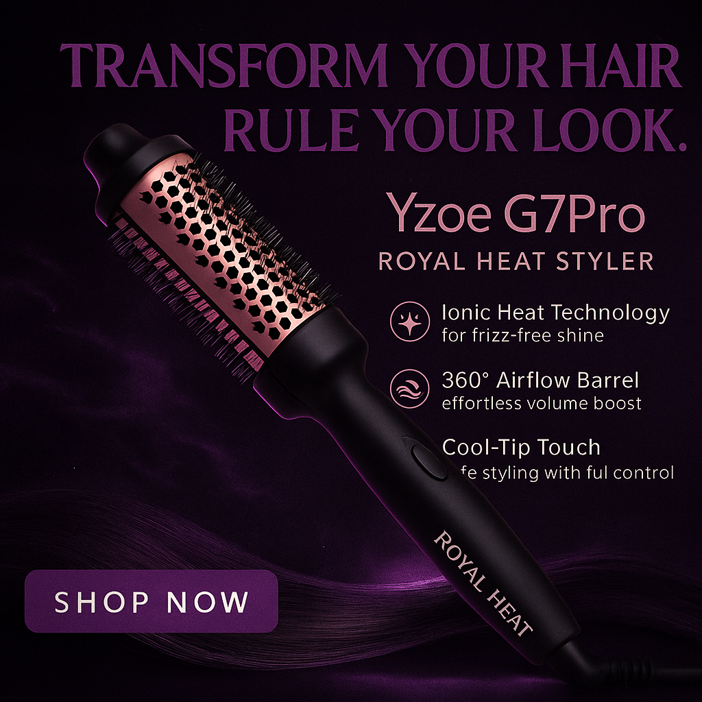 Yzoe Gzroe Curling Brush 1.5” – Ionic Heated Round Brush for Smooth, Frizz-Free Curls