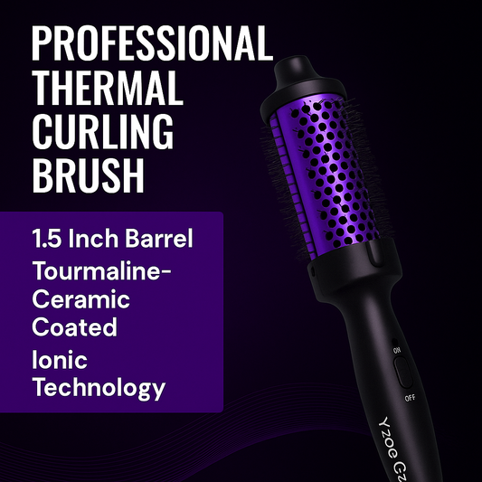 Yzoe Gzroe Curling Brush 1.5” – Ionic Heated Round Brush for Smooth, Frizz-Free Curls